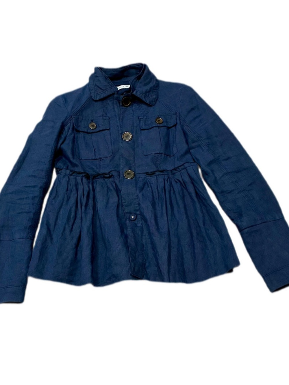 Zara Navy Peplum Button-Front Kids Jean Jacket
